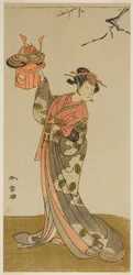 The Actor Arashi Hinaji I as Hananoi in the Play Gosho-zakura Horikawa Youchi, Performed at the Ichimura Theater in the Fourth Month, 1773