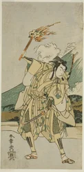 The Actor Ichikawa Monnosuke II as Soga no Goro Tokimune in the Play Haru wa Soga Akebono-zoshi, Performed at the Nakamura Theater in the First Month, 1772