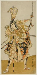 The Actor Ichikawa Raizo II as Murakami Hikoshiro Yoshiteru in the Play Oyoroi Ebido Shinozuka, Performed at the Nakamura Theater in the Eleventh Month, 1772
