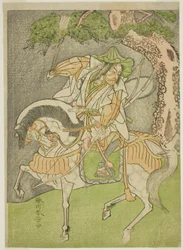 The Actor Matsumoto Koshiro II as Kagekiyo Disguised as Omi Yawatanosuke in the Play Haru wa Soga Akebono-zoshi, Performed at the Nakamura Theater in the First Month, 1772