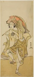 The Actor Nakamura Nakazo I as Onmaya Kisanda Disguised as the Lion Dancer Kakubei in the Play Chigo Torii Tobiiri Kitsune, Performed at the Ichimura Theater in the Eleventh Month, 1777
