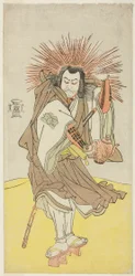 The Actor Nakayama Kojuro VI as Osada no Taro Kagemune, in the Guise of a Lamplighter of Gion Shrine, in Act Three from Part One of the Play Yukimotsu Take Furisode Genji