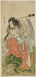 The Actor Onoe Matsusuke I as Retired Emperor Sutoku in the Play Kitekaeru Nishiki no Wakayaka, Performed at the Nakamura Theater in the Eleventh Month, 1780