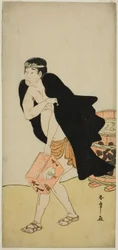 The Actor Onoe Matsusuke I as the Palanquin Bearer Gohei in the Play Kitekaeru Nishiki no Wakayaka, Performed at the Nakamura Theater in the Eleventh Month, 1780