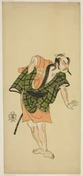 The Actor Otani Hiroji III as Onio Shinzaemon (?) in the Play Bunshin Sugatami Soga (?), Performed at the Morita Theater (?) in the Second Month, 1765 (?)