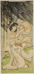 The Actor Yamashita Kinsaku II as a Thunder Goddess in the Play Onna Narukami