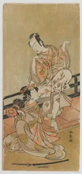 The Actors Arashi Sangoro II as Tadanobu and Segawa Kikunojo III as Shizuka Gozen in the Play Yoshitsune and the Thousand Cherry Trees, Edo period