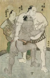 The Wrestling Bout between the Komosubi of the Eastern Group, Uzugafuchi Kan