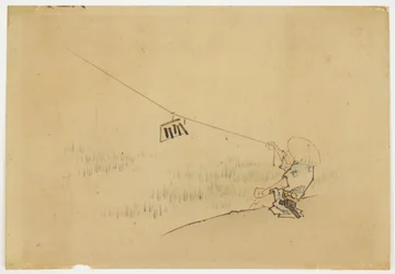 Farmer Flying Kite with Bird Clapper, ca. 1850