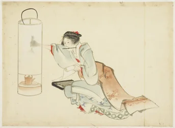 Lady Adjusting a Lamp