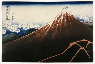 A Shower Below the Summit, from the series, Thirty-six Views of Mount Fuji, ca 1823