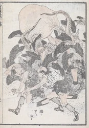 An octopus overpowering two people