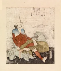 Fisherman smoking beside a stream