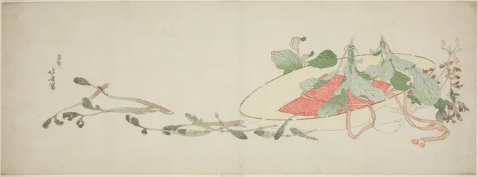 Flowers and Spring Greens in a Hat