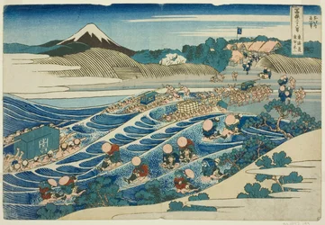 Fuji from Kanaya on the Tokaido, from the series Thirty-six Views of Mt. Fuji