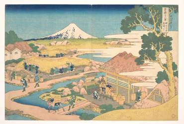 Fuji from the Katakura Tea Fields in Suruga, from the Series Thirty-six Views of Mount Fuji