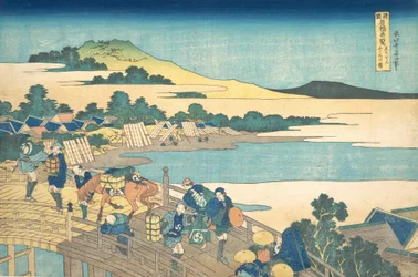Fukui Bridge in Echizen Province, from the series Remarkable Views of Bridges in Various Provinces