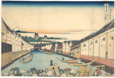 Nihonbashi in Edo, from the series Thirty-six Views of Mount Fuji