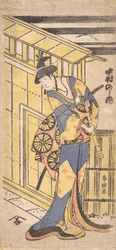The Actor Nakamura Noshio II, in Female Role, Holding a Shakuhachi, 1796