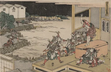 The Loyal League of Forty-seven Rōnin (Chūshingura), Act X: Gihei guards the weapon chest