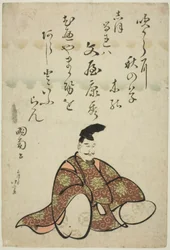 The Poet Bunya no Yasuhide, from the Series Six Immortal Poets (Rokkasen)
