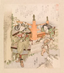 Two warriors smoking a pipe at a bridge entrance