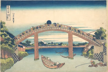Under the Mannen Bridge at Fukagawa, from the series Thirty-six Views of Mount Fuji