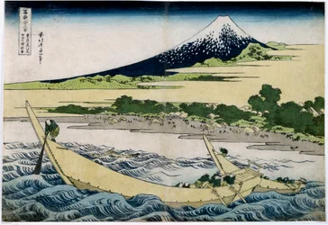 View of Mount Fuji in Japan. Series “The 36 Views of Mount Fuji”. Japanese print by Katsushika Hokusai (1760-1849), 1829-1833, 25.5 x 37.1 cm, private collection