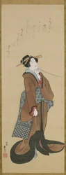 Woman Holding a Tobacco Pipe, Edo period