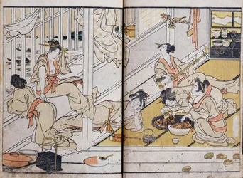 Women eating, from a Manga