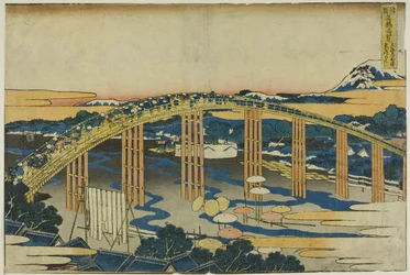 Yahagi Bridge at Okazaki on the Tokaido, from the series 