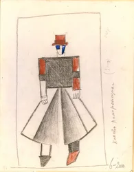 Gravedigger. Costume design for the opera Victory over the sun after A. Kruchenykh