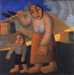 Peasant Woman with Buckets and Child