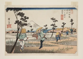 No. 8, Konosu: Distant view of Fuji at Fukiage