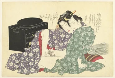Loving Couple in Front of Lacquer Cabinet