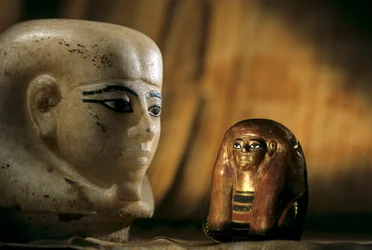 Mask for Viscera and Canopic Stopper for Tjuya, KV46, Valley of the Kings, Reign of Amenhotep III, 2009