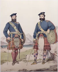 Two Men in Highland Dress, Engraved by Vincent Brooks, 1868