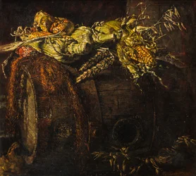 Old Barrel and Cobs of Corn