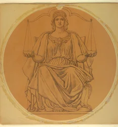 Study for "Justice," Lunette in Hudson County Courthouse, Jersey City, NJ
