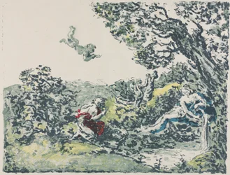 Satyr and Flying Cupid