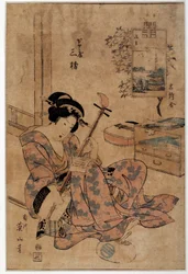 Japanese Art: Musician. Prints by Eizan Kikugawa, 18th Century