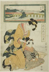 Evening Glow at Seta, from the series "Fashionable Eight Views of Omi"