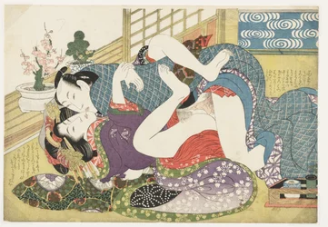 Young Lovers at the New Year, from Selections from the Brocade Quarter (E-awase kingaishō)