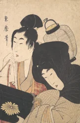 Young Woman at Night accompanied by a Servant