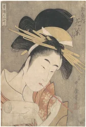 "Hanamurasaki of the Tamaya," from the series Seven Komachi of the Pleasure Quarters (Seirō Nana Komachi)
