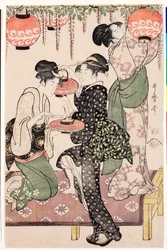 Teahouse Girls Under a Wisteria Espalier