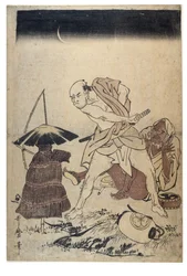 Man Threatens Scarecrow on a Dark Night