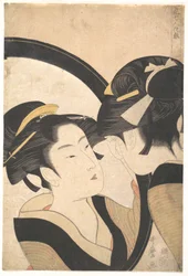 Naniwa Okita Admiring Herself in a Mirror
