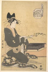 The Oiran Hanaogi of Ogiya, from the series “Six Jewel Rivers” (Mutamagawa)