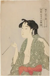 Woman Exhaling Smoke from a Pipe, from the series "Ten Classes of Women’s Physiognomy"